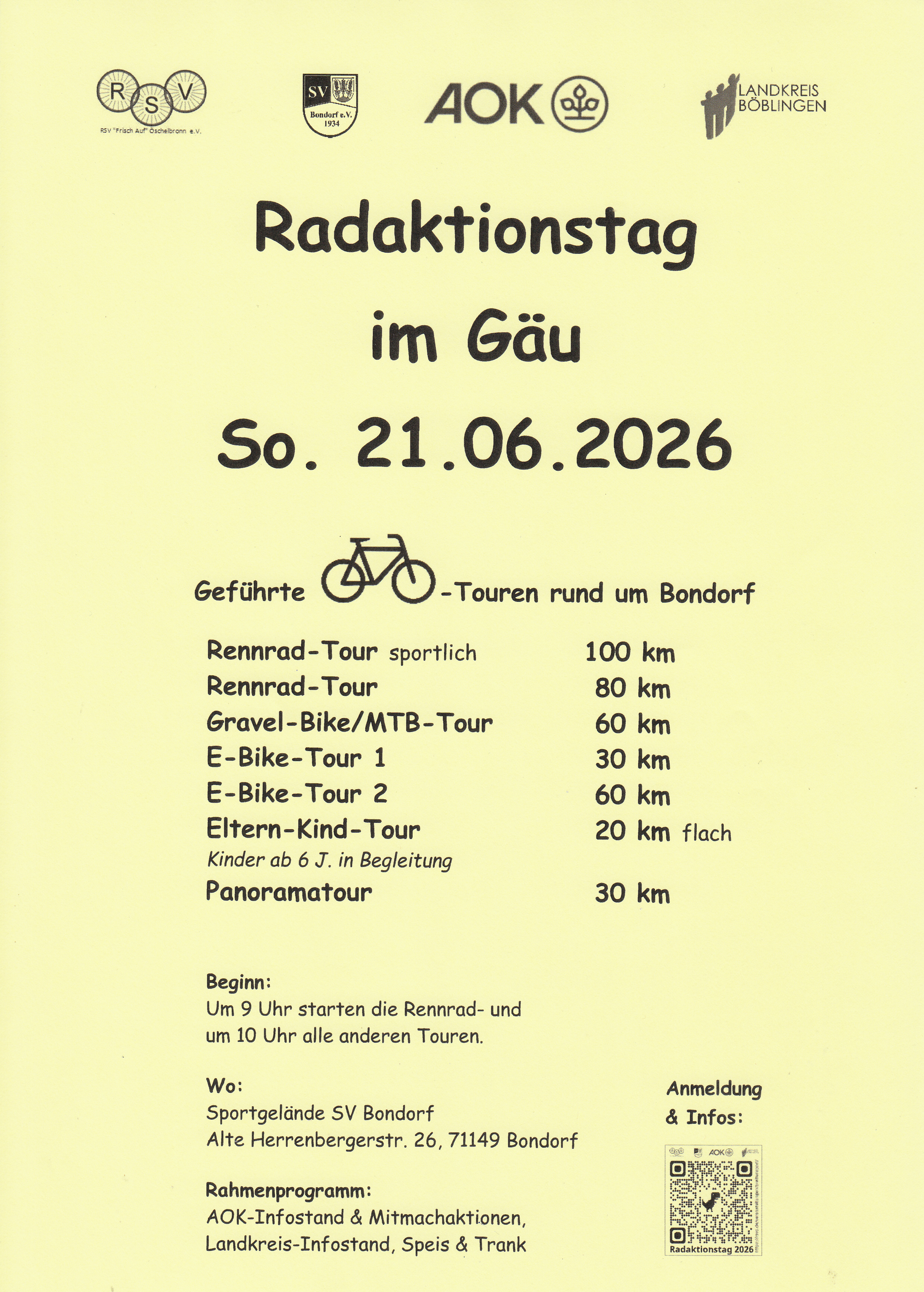 Programm des Radaktionstags am Sonntag 21.06.2026
